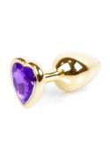 Plug-Jewellery Gold Heart PLUG- Purple