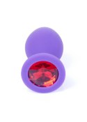 Plug-Jewellery Purple Silicon PLUG Medium- Red Diamond