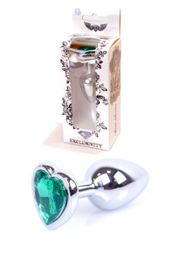Plug-Jewellery Silver Heart PLUG- Green