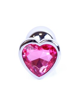 Plug analny korek stalowy kryształ serce 7cm pink