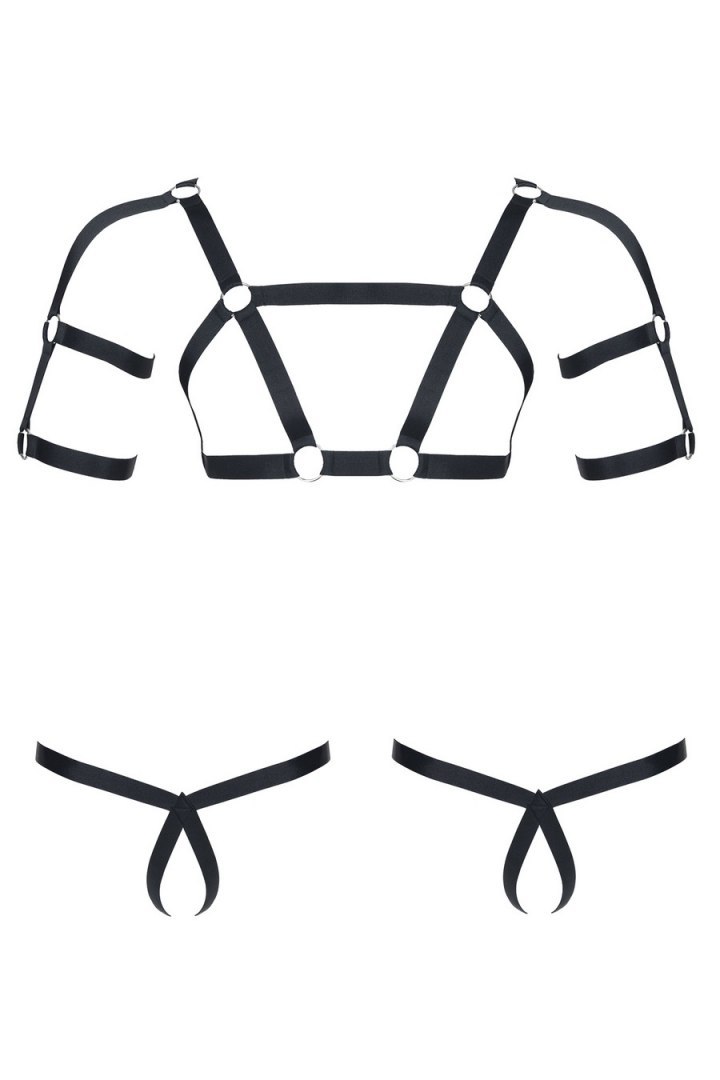 Męski komplet z gumy: t-shirt z ozdobami z tyłu i przodu, 2 pack stringi S/M