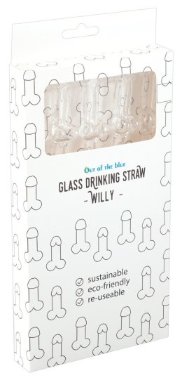 Glass Drinking Straw Willy x 4