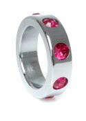Pierścień Metal Cock Ring z Pink Diamonds Medium