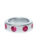 Pierścień Metal Cock Ring z Pink Diamonds Medium