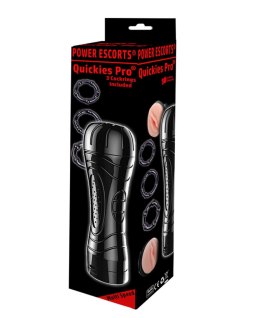 Quickes Pro - Vibrating masturbator + 3 pack cockring