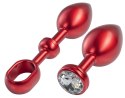 MALESATION Alu-Plug with handle & crystal large, red