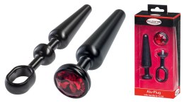 MALESATION Alu-Plug with handle & crystal medium, black