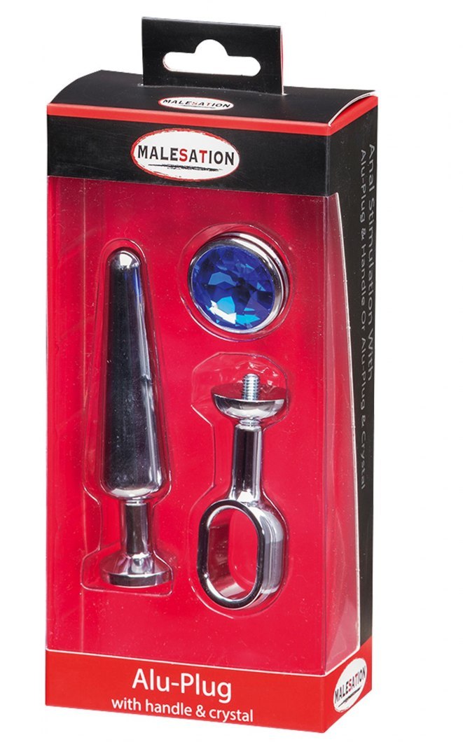 MALESATION Alu-Plug with handle & crystal medium, chrome