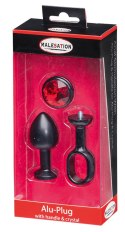MALESATION Alu-Plug with handle & crystal small, black