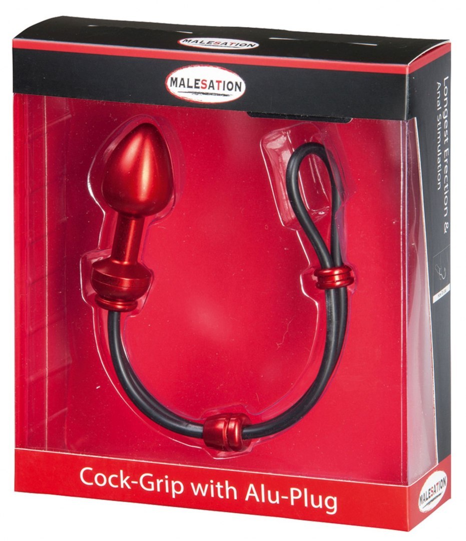 MALESATION Cock-Grip with Alu-Plug medium, red