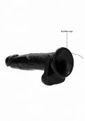 Vibrating Realistic Cock - 8" - With Scrotum - Black