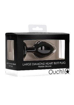 Diamond Heart Butt Plug - Large - Black