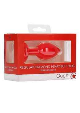 Diamond Heart Butt Plug - Regular - Red