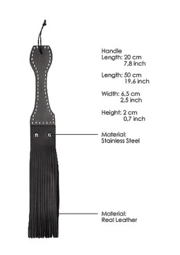 Wooden Handle Belt Whip Flogger Leather - Black