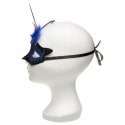 Maska-Venetian Mask Dark Blue with Dark Blue Stone and Feather