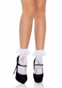 Bielizna-LACE ANKLET WITH RUFFLE WHITE OS