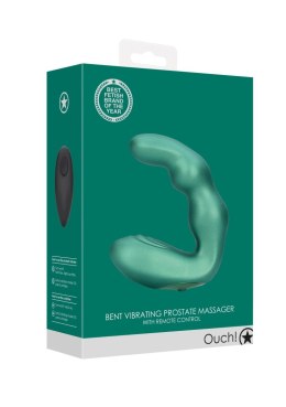 Bent Vibrating Prostate Massager with Remote Control - Metallic Green
