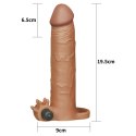 Add 3" Pleasure X Tender Vibrating Penis Sleeve Brown