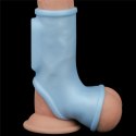 Vibrating Silk Knights Ring with Scrotum Sleeve (Blue)